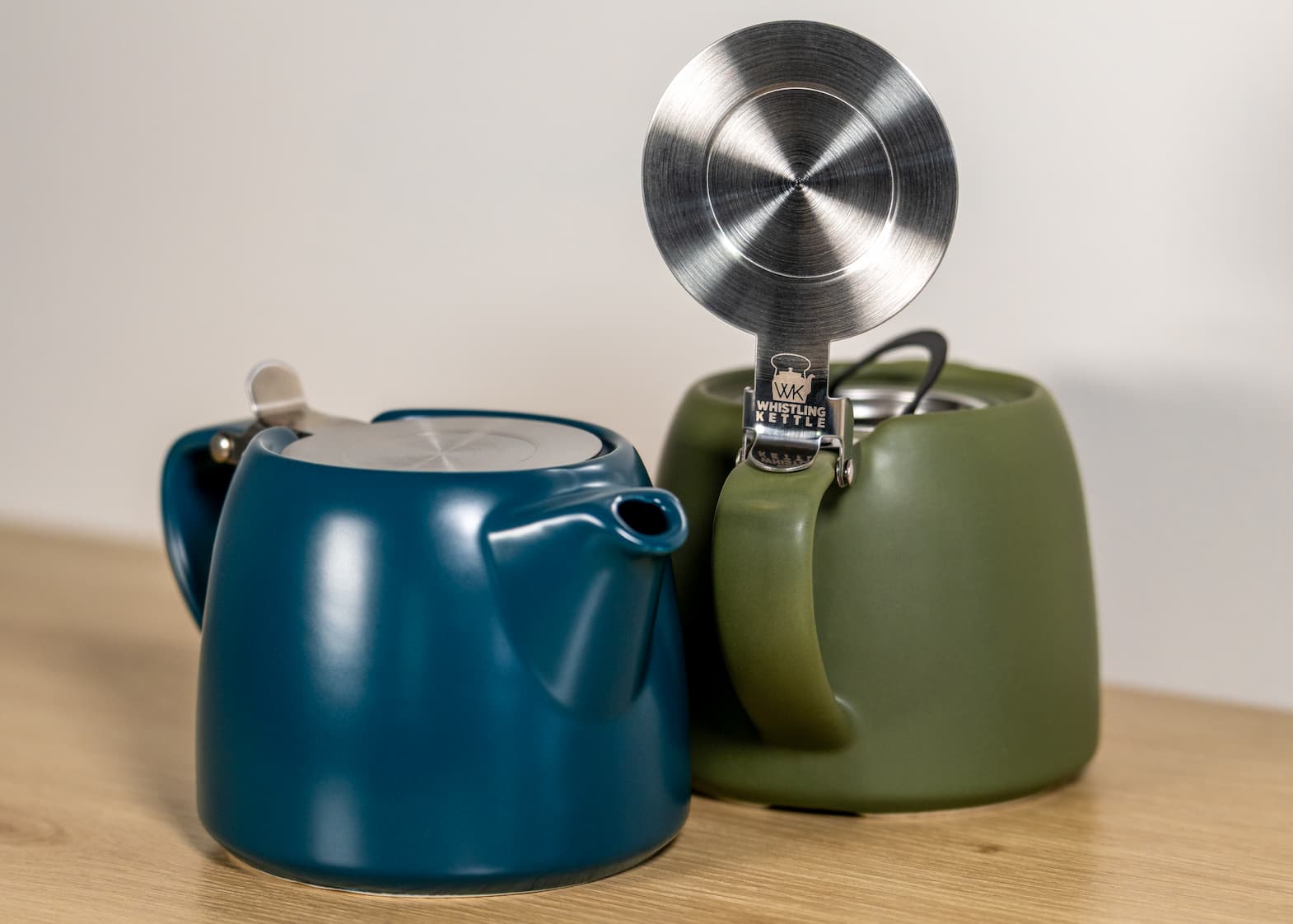 New nordic teapots slate blue and olive green