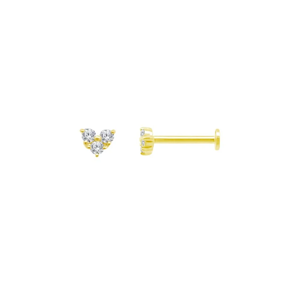 Petite Diamond Heart Flatback Stud