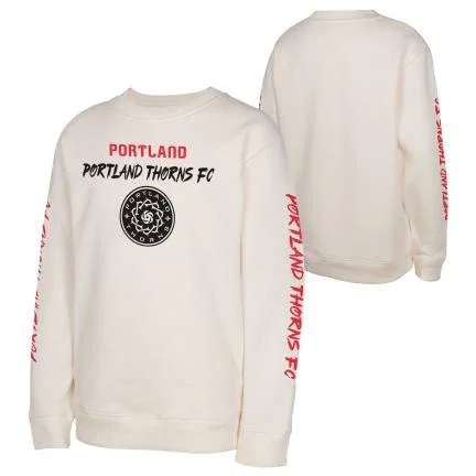 Image of Youth Portland Thorns Off-White Star Power Crew Sweatshirt