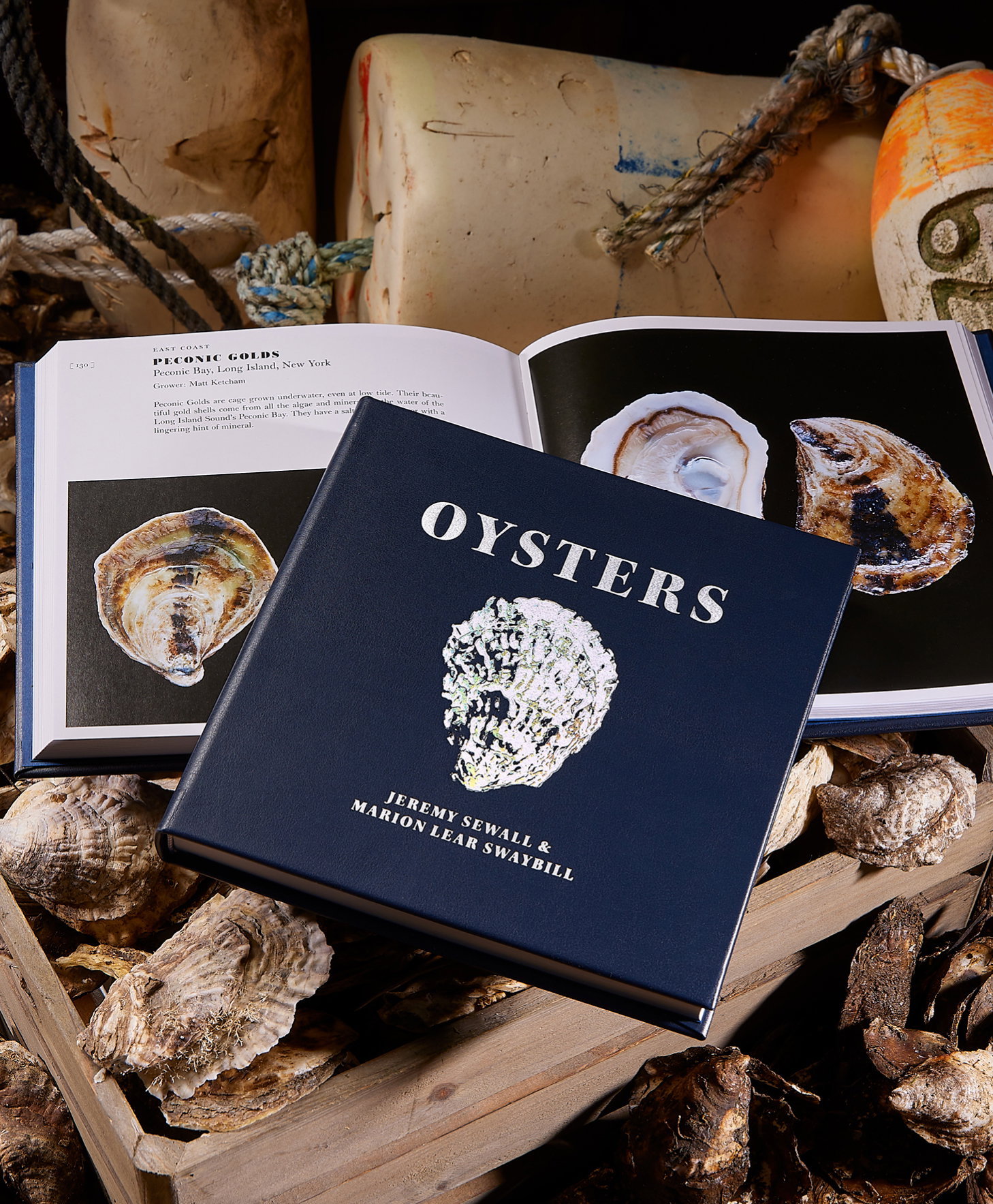 A leather-bound edition of Oysters: A Celebration in the Raw.