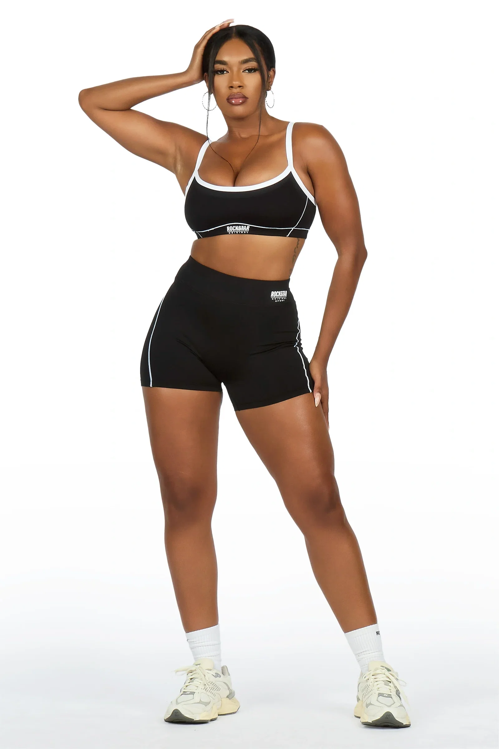 Image of Afshana Black Tank Active Bike Short Set