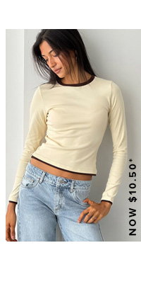 Yellow Long Sleeve Contrast Binding T-shirt