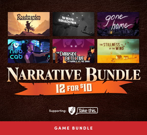 Get our favorite narrative games for a low price in this 12 for $10 bundle! Search an empty house for clues in Gone Home, or join an occult detective in the kinda-haunted city in The Darkside Detective: A Fumble in the Dark. 