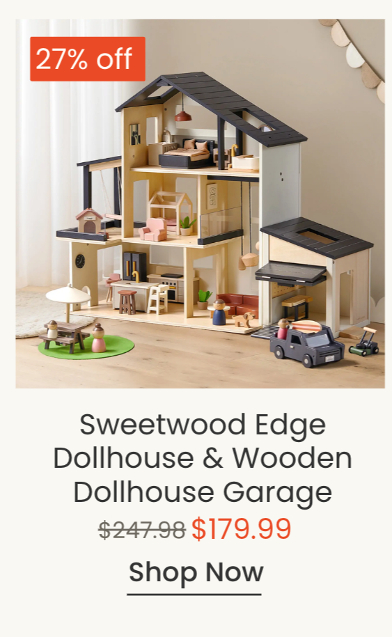 Tiny Land® Sweetwood Edge Dollhouse & Wooden Dollhouse Garage