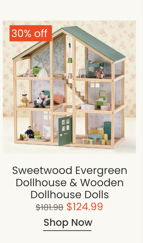 Tiny Land® Sweetwood Evergreen Dollhouse & Wooden Dollhouse Dolls