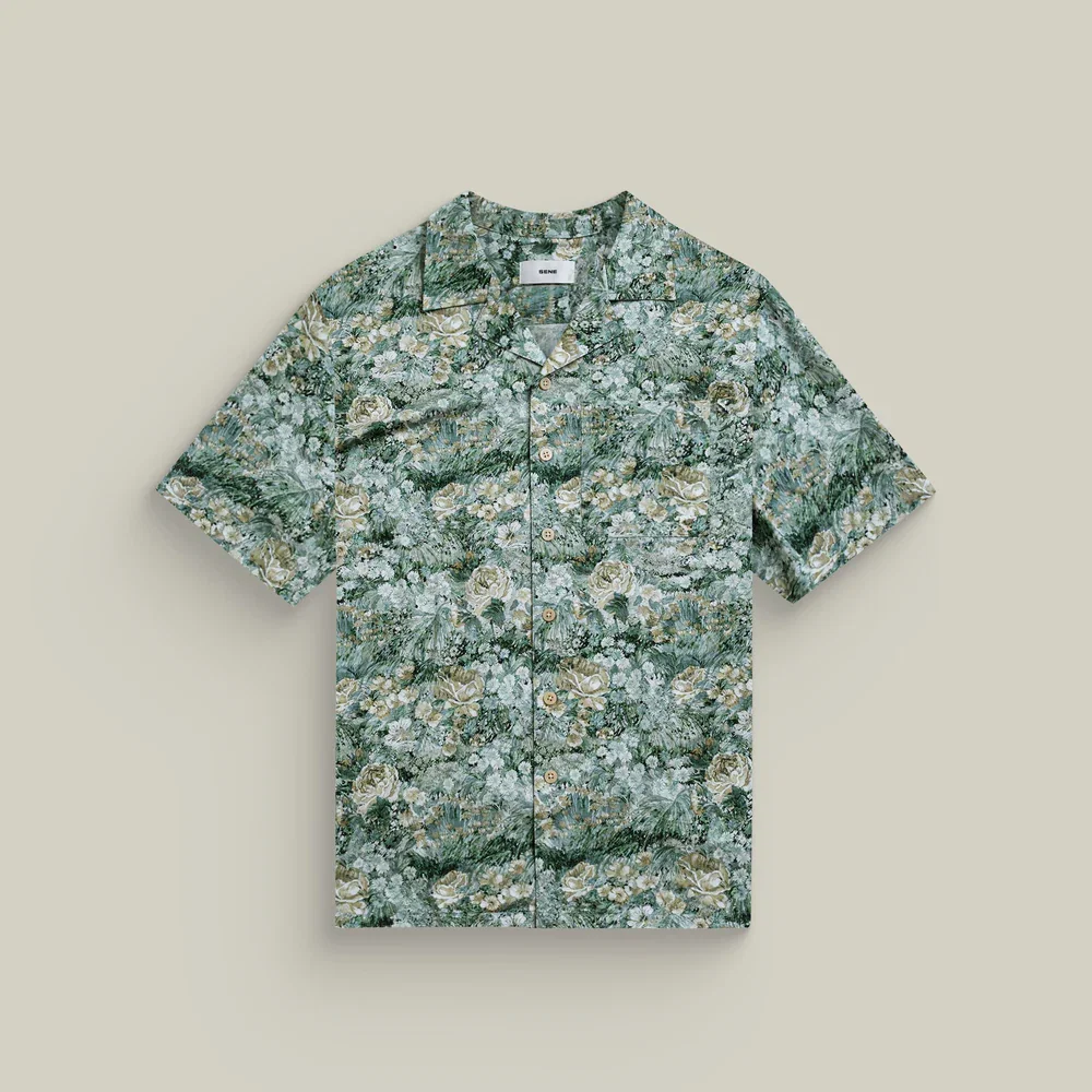 Stretch Cotton Camp Shirt in Malibu Bloom