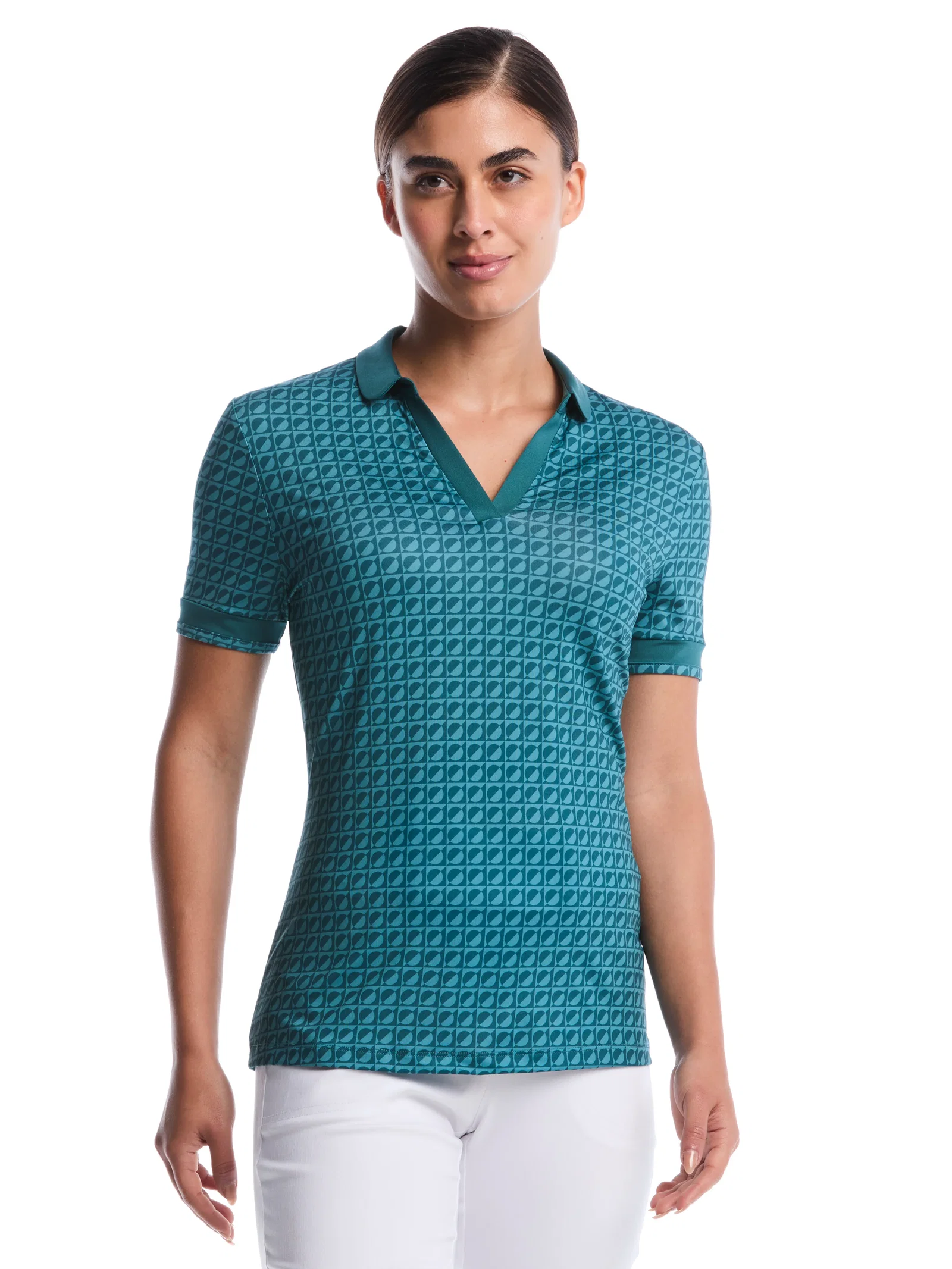 Image of Womens Geo Printed Polo