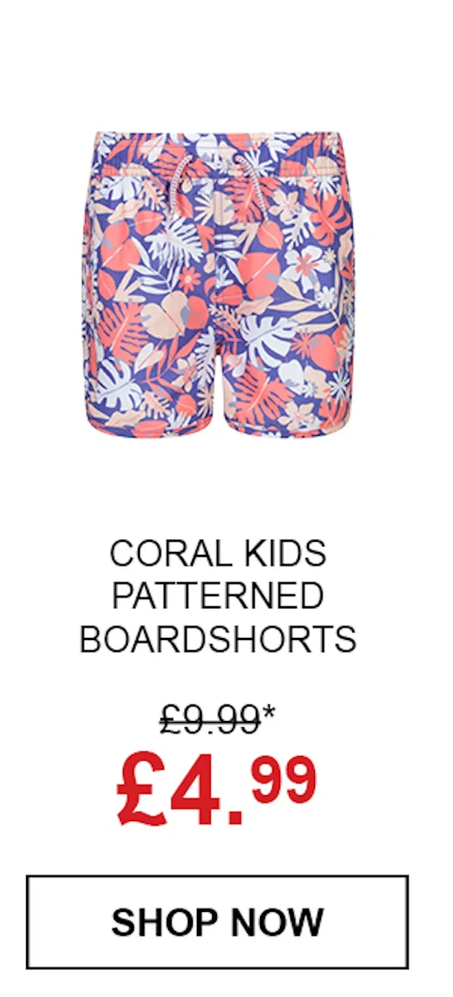 Coral Kids Patterned Boardshorts