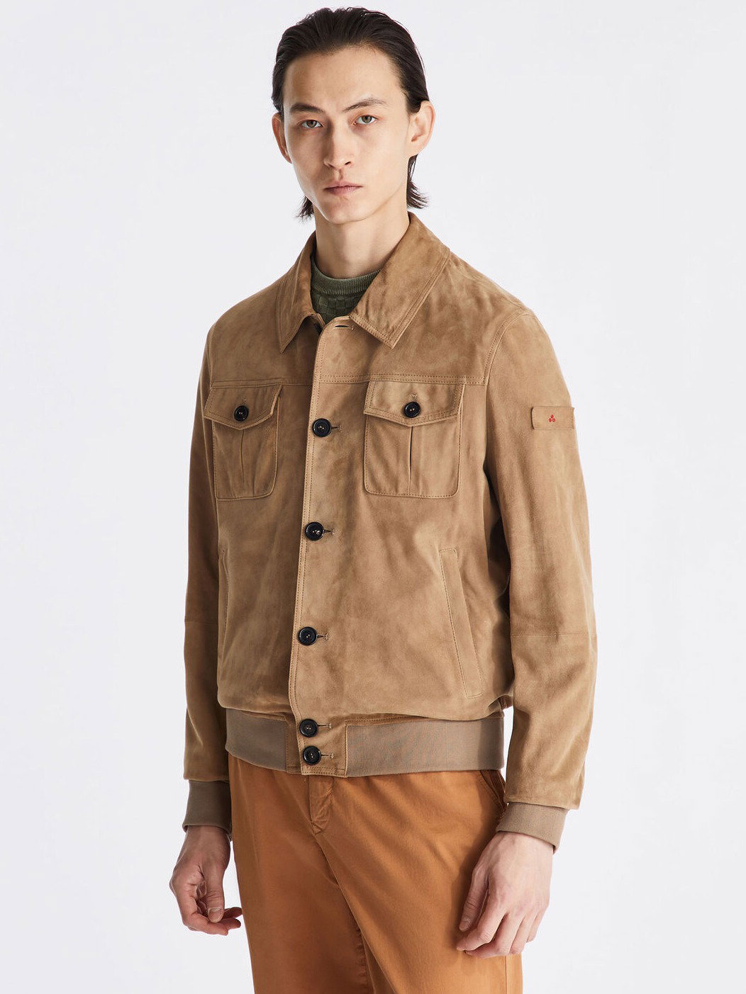 DESTINY SUEDE 02 Suede jacket with horn effect buttons