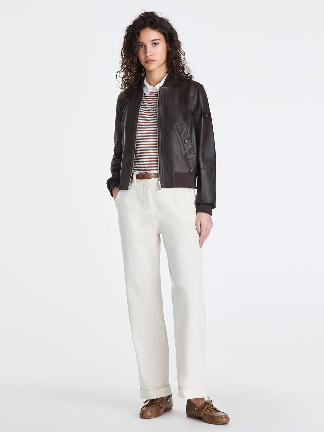 CHOISYA LEATHER 01 Dyed Nappa leather bomber jacket with knitted details