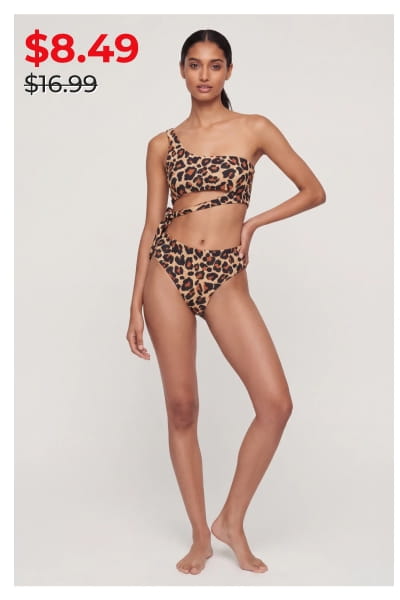 Shop One Shoulder Side Tie Bikini Top and Bottoms Set