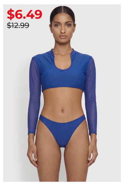 Shop Mesh Long Sleeve Crop Bikini Top