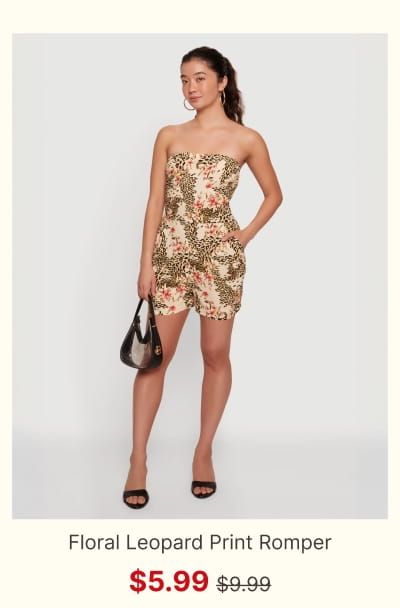 Shop Floral Leopard Print Smocked Back Romper
