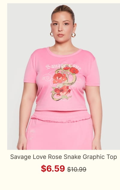 Shop Plus Size Savage Love Rose Snake Graphic Top