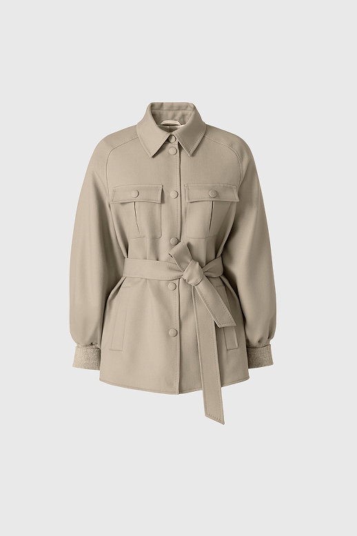 EUGENIA Wool Gabardine Jacket with Balloon Sleeve