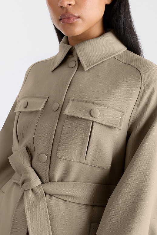 EUGENIA Wool Gabardine Jacket with Balloon Sleeve