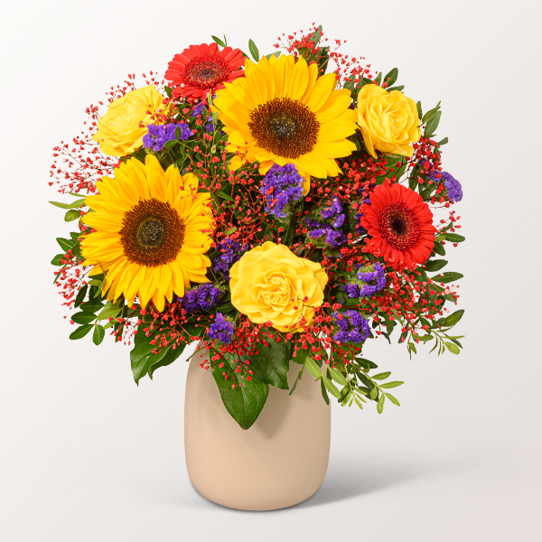 Strahlender Sonnenblumenstrauß Sommerlichter mit 2 Gratis-Geschenken für 32,99 €