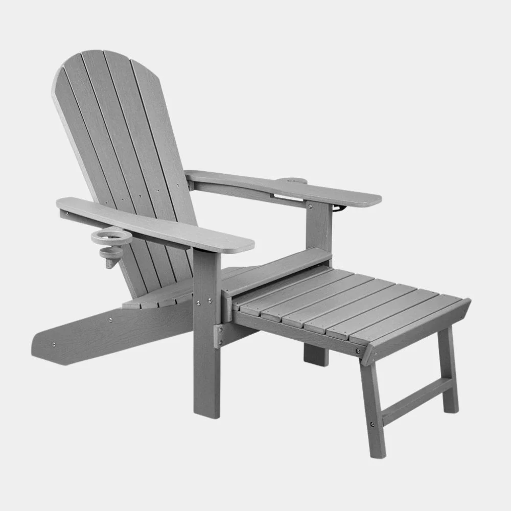 Westport Grey Adirondack Garden Chair with Footstool