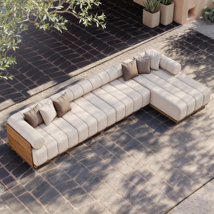 Resaro Outdoor 4-Piece Teak Modular Sectional Set for 5 in White(160")