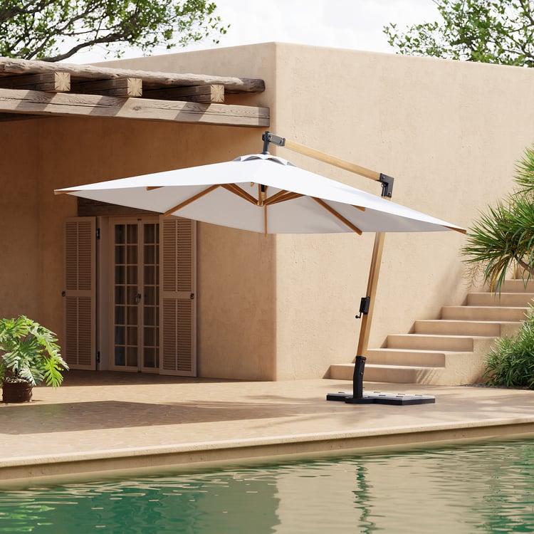 Tevara 118" Offset Cantilever Patio Umbrella in White