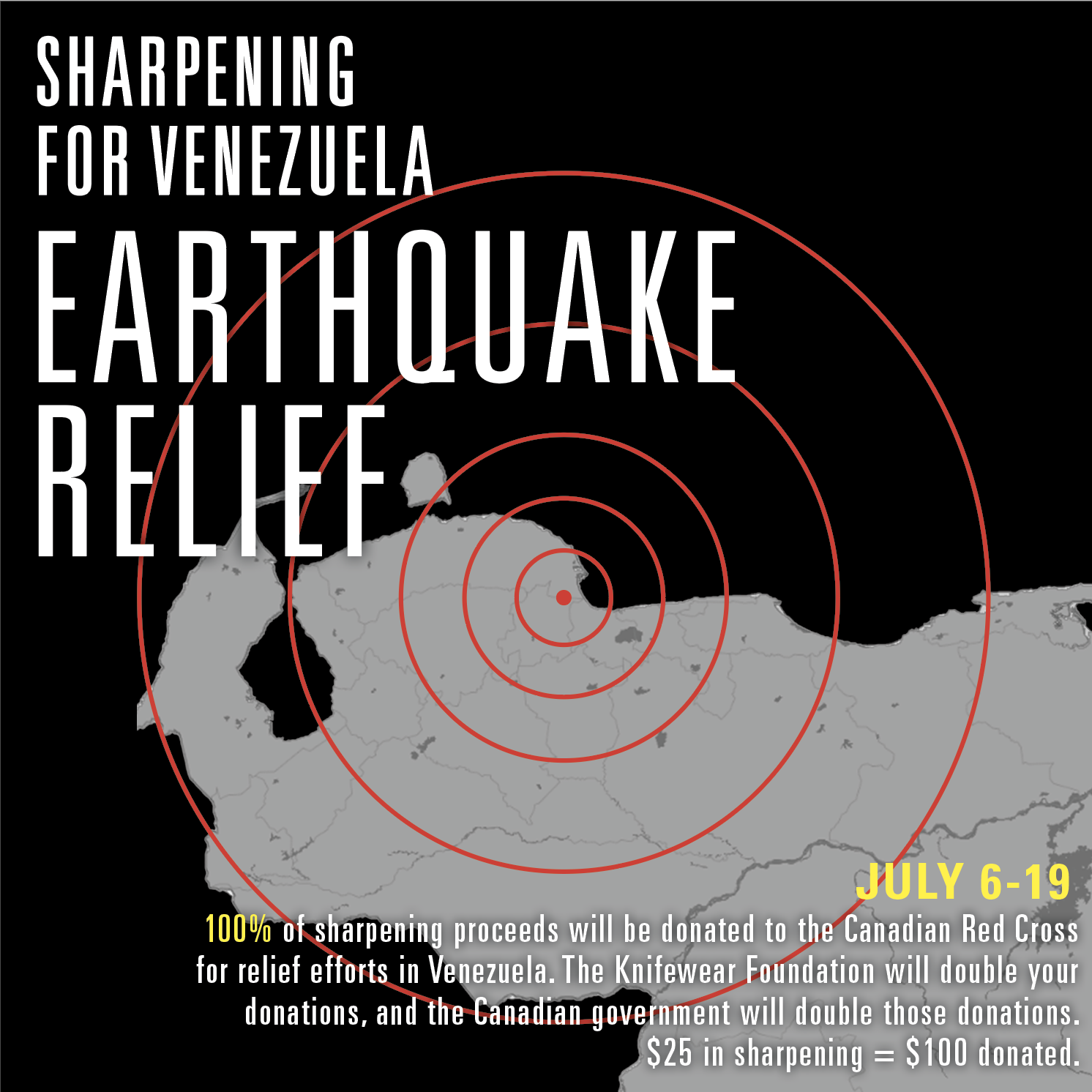Sharpening for Venezuela Earthquake Relief, July 6-19