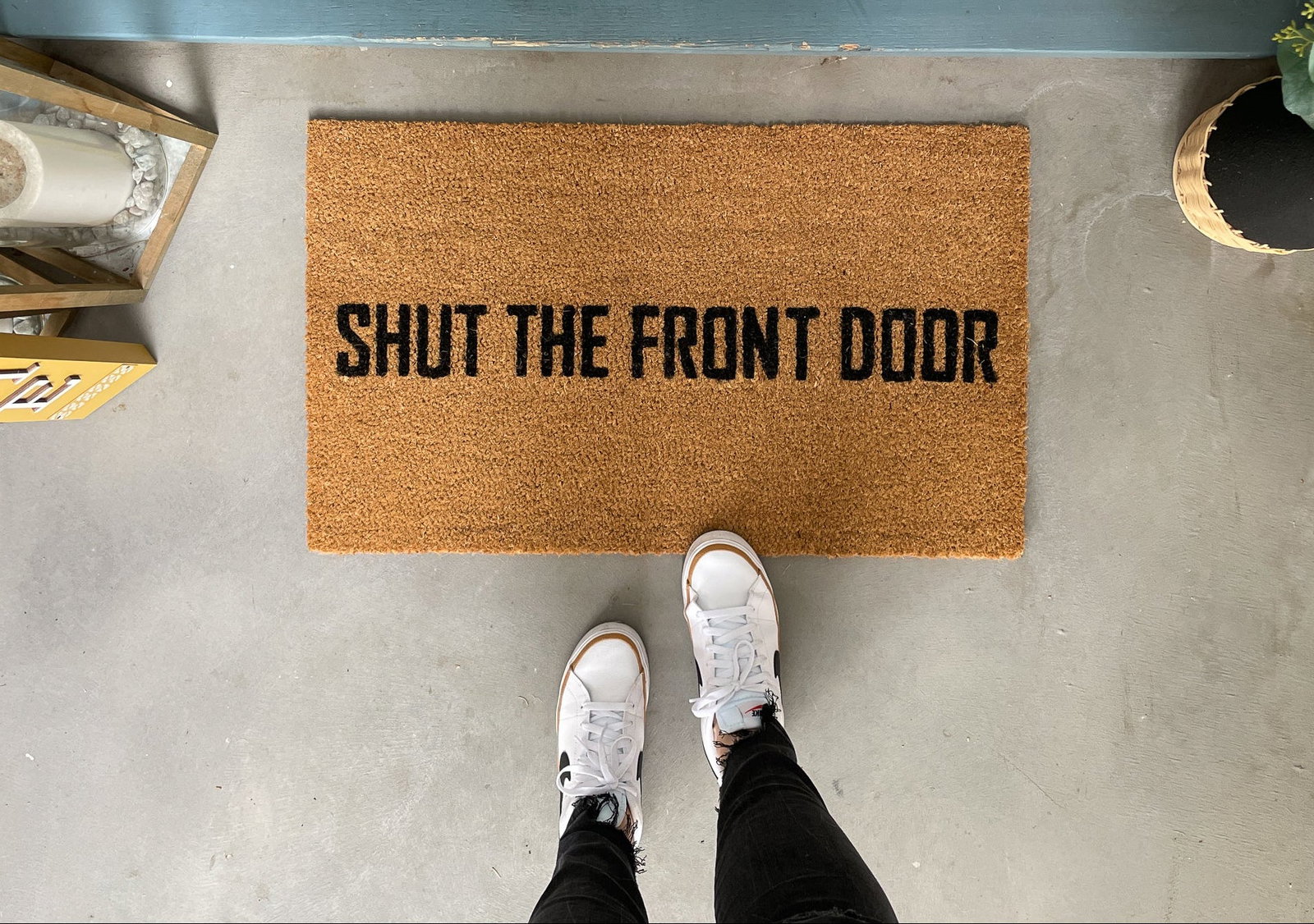 Image of Sale - Funny Shut The Front Door Doormat, 18x30 inches