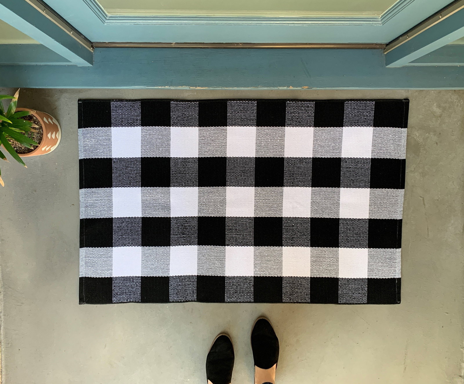Image of Extra Large Buffalo Plaid Doormat Layering Rug