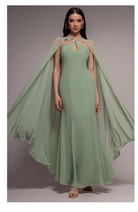 Multiway Cape Chiffon With Embellished Trim Maxi Dress