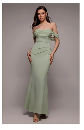 Bardot Scuba & Chiffon Cowl Maxi Dress