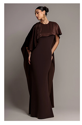  Goddiva Scoop Neck Soft Satin Cape Sleeve Maxi Dress