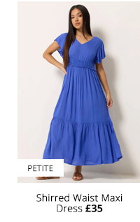 M&Co Petite Cobalt Blue Shirred Waist Maxi Dress