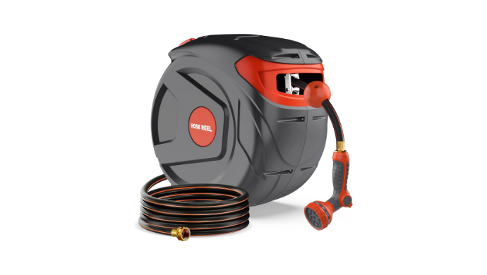 1/2 Inch 100FT Retractable Garden Hose Reel Wall-M...