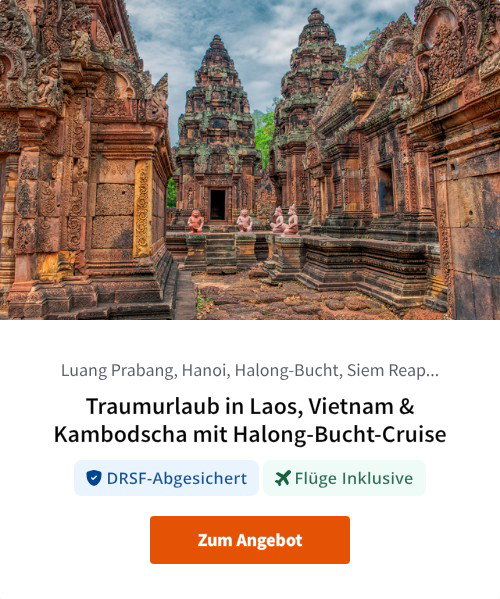 Traumurlaub in Laos, Vietnam &amp; Kambodscha mit Halong-Bucht-Cruise