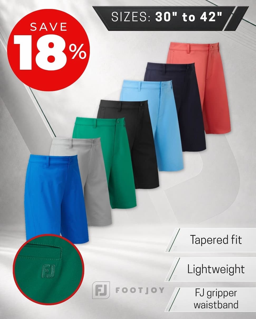 Footjoy Mens FJ Par Stretch Lightweight Modern Taper Fit Golf Shorts