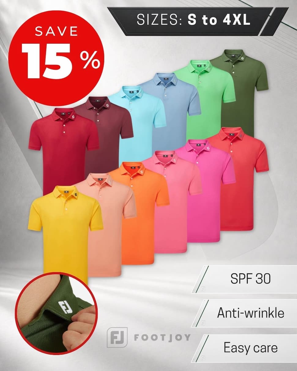 Footjoy Mens Pique Solid Athletic Moisture Wicking Golf Polo Shirt