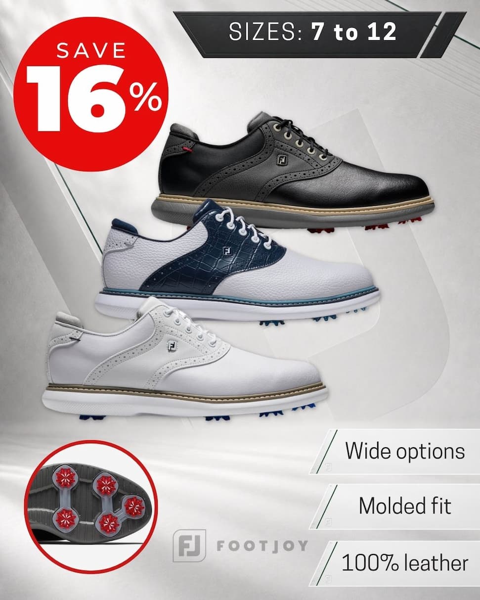 Footjoy Mens 2026 Traditions Breathable Leather Waterproof Spiked Golf Shoes