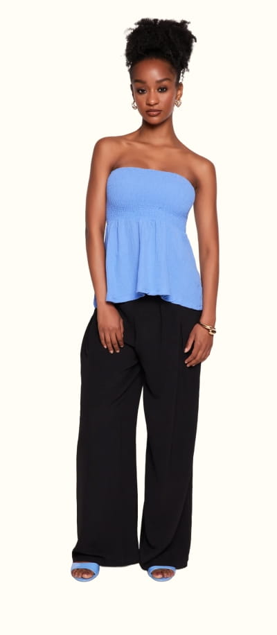 Shop Smocked Peplum Tube Top