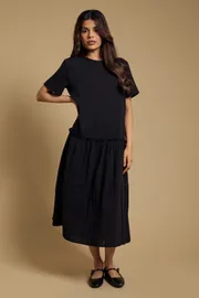 Petite Dropped Waist Tshirt Midi Dress