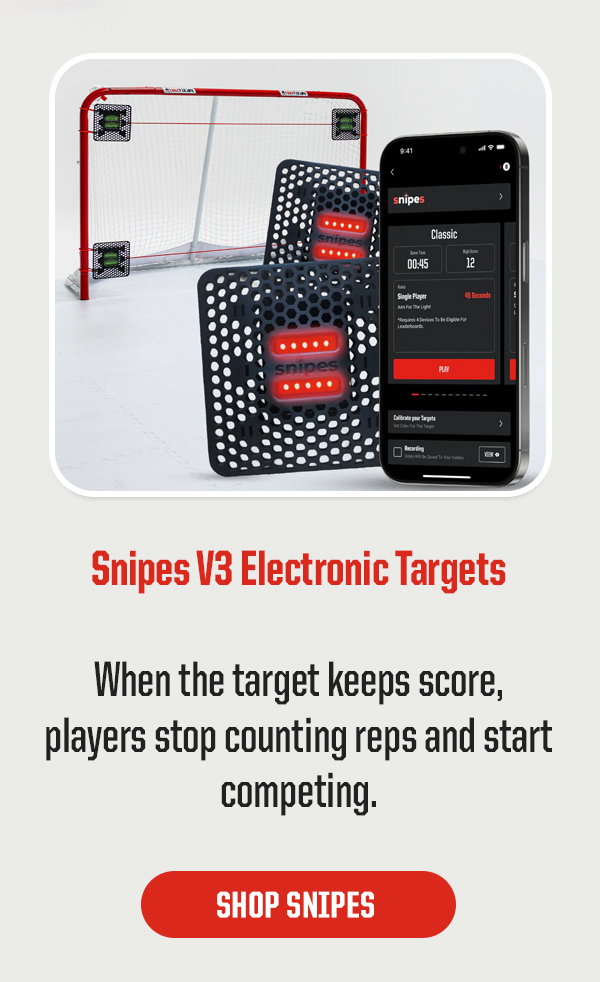 Product Block 4: Snipes V3 Electronic Targets. When the target keeps score, players stop counting reps and start competing. CTA: Shop Snipes