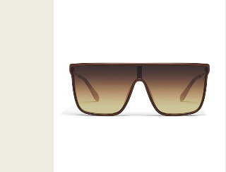 Image of large gold-tinted brown shield sunglasses