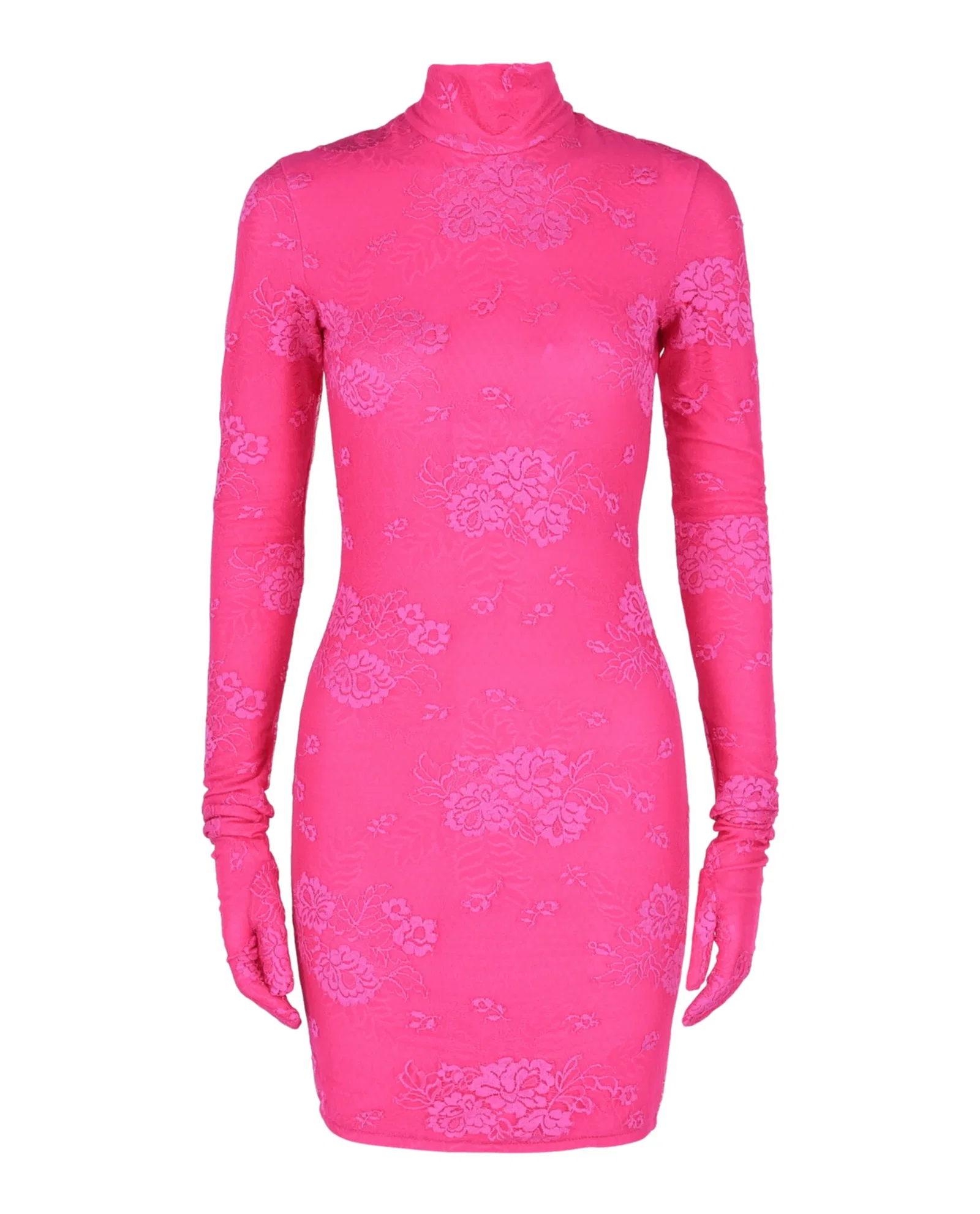 Image of Balenciaga Floral Lace Dress with Gloves