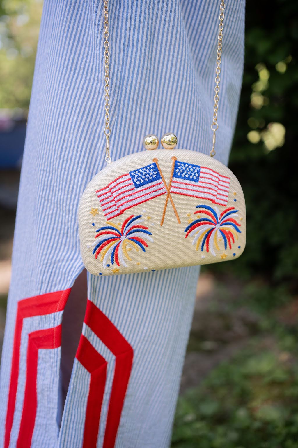 Image of American Flag  - Embroidered Clutch