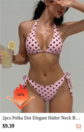 2pcs Polka Dot Elegant Halter Neck...