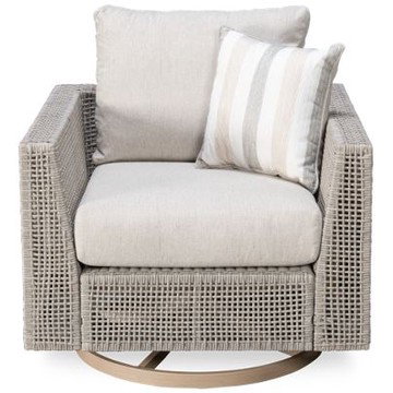 Seton Creek Swivel Lounge Chair - Durable Woven All-Weather Resin Wicker - High-Performance Nuvella Cushions - Coordinating Toss Pillow