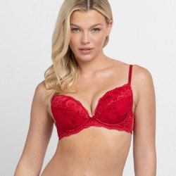 Soutien-gorge plongeant rembourré rouge