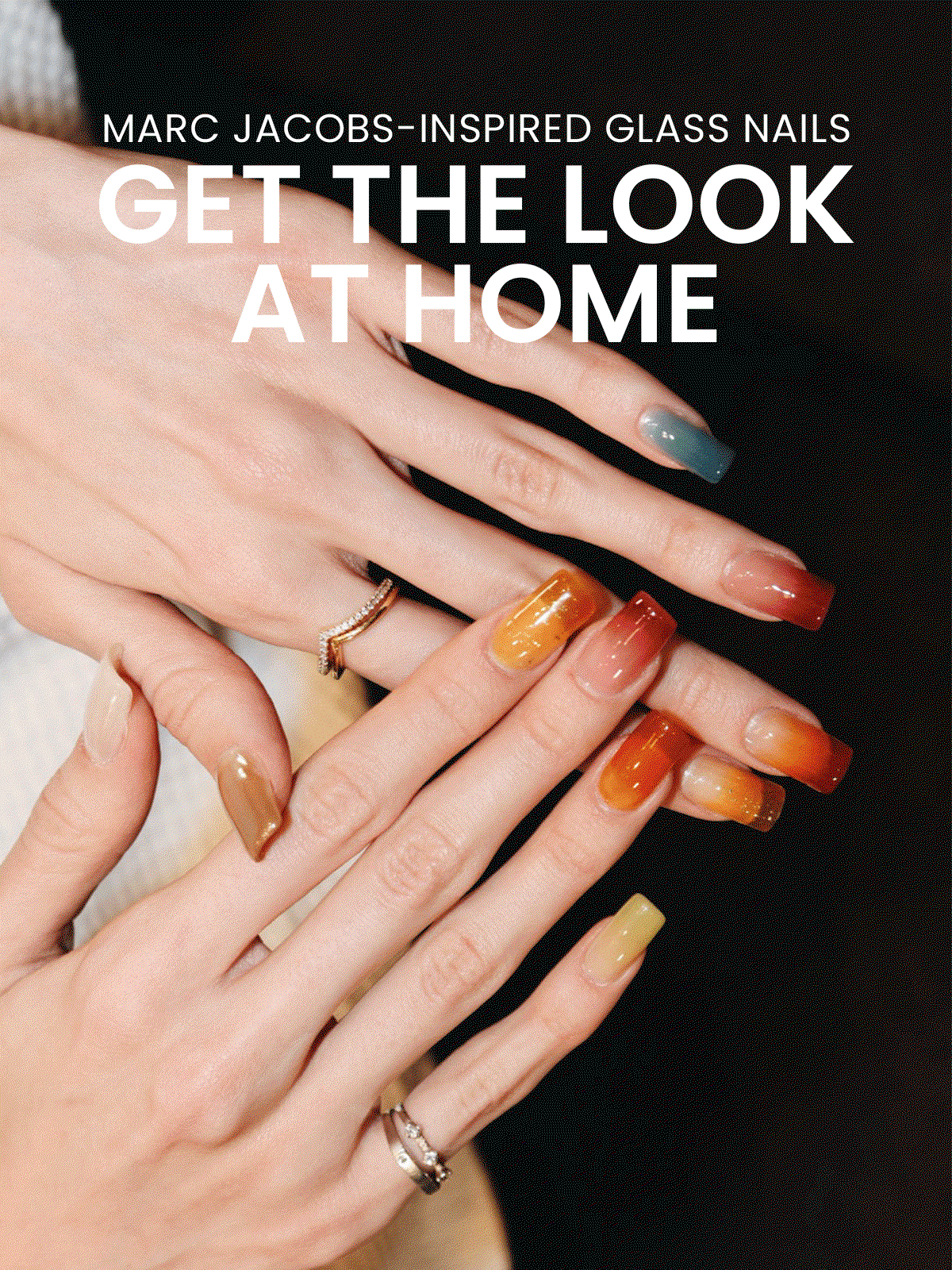 Animated ombré glass nails