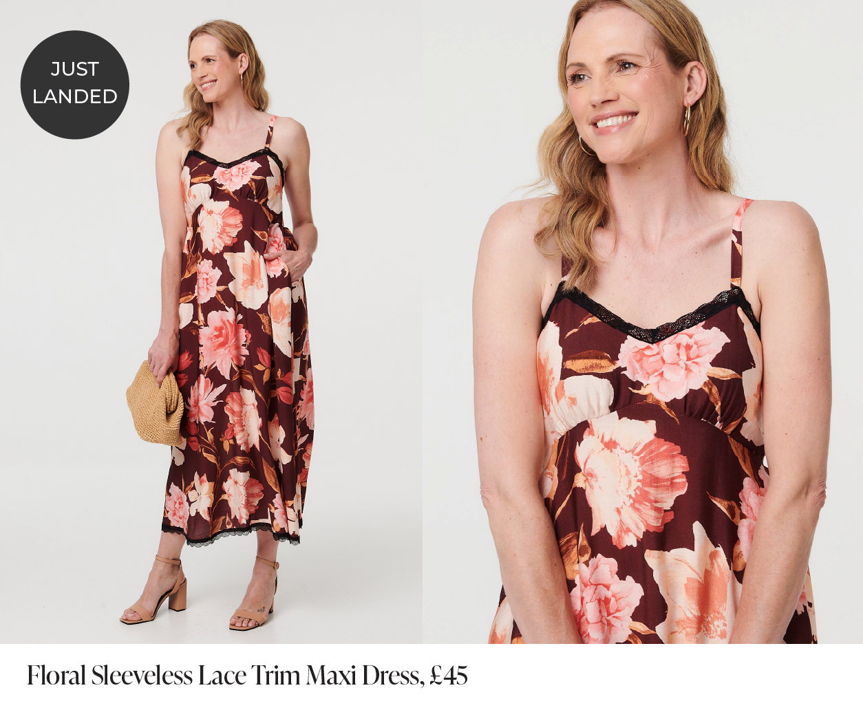 Floral Sleeveless Lace Trim Maxi Dress | Shop Now