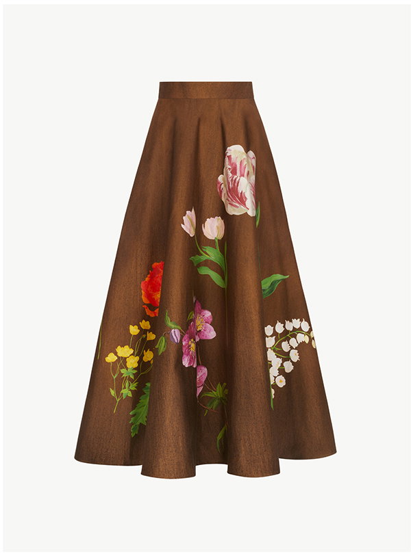 Mixed Botanical Midi Skirt