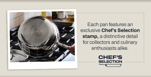 Unique Chef's selection stamp on pan