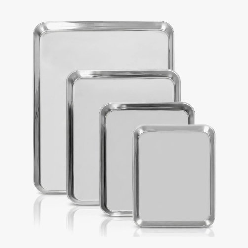 4 Piece Stainless Steel Baking Tray Set - 4 Sizes